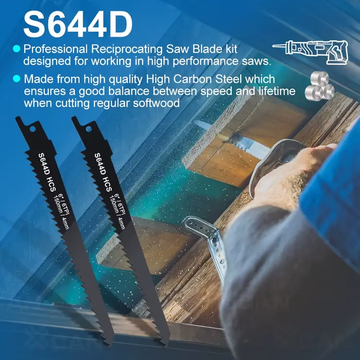 XCAN 1/2/5 pièces S644D lames de scie alternative 6 pouces 6TPI HCS sabre pour couper le bois PVC