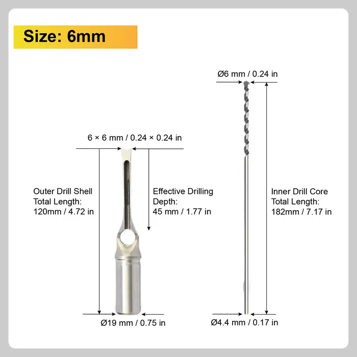 Accessoire mortaiseuse mèche carrée ciseau creux pour bois réglable pour perceuse à colonne 6-12,7 m