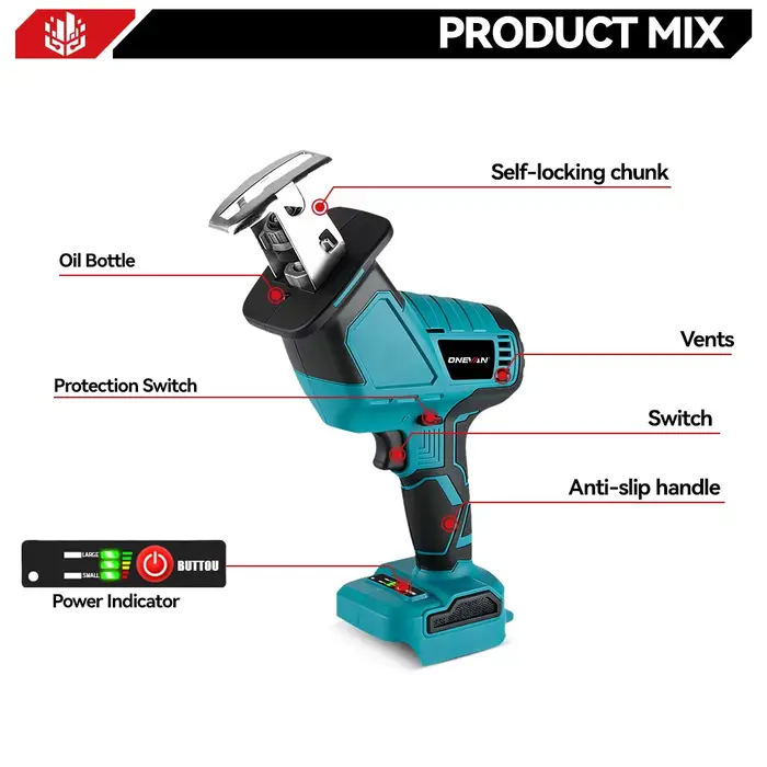 ONEVAN 3600W scie alternative électrique sans brosse 12000spm outils de coupe de tuyau/bois sans fil