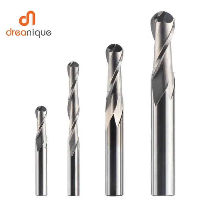 Dreanique 1pc fraise à bout sphérique en carbure 2 cannelures R0.5-R4.0 fraise en bout pour bois et