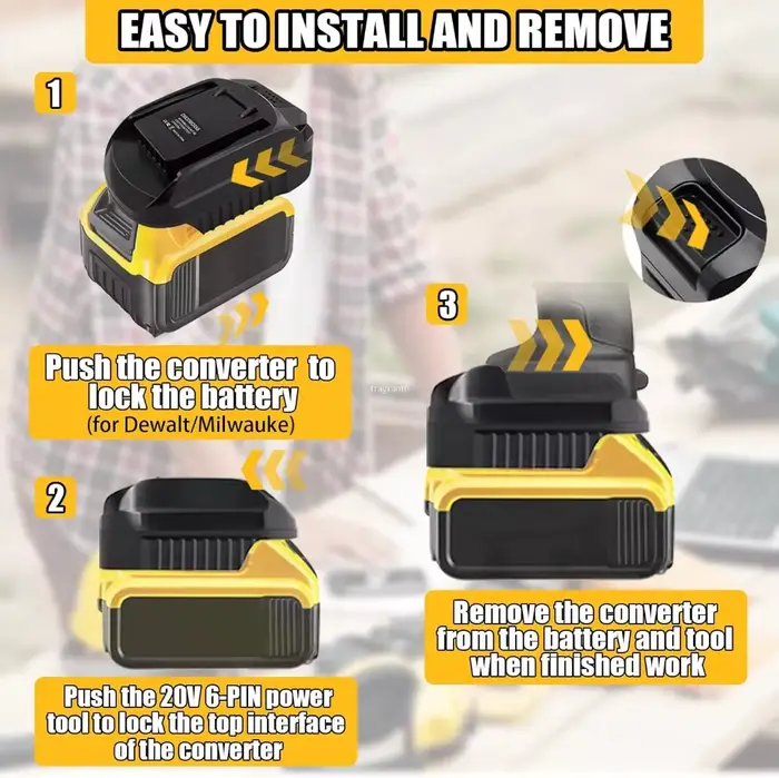 Adaptateur de batterie DM18WORX6PIN pour Dewalt 20V pour convertir