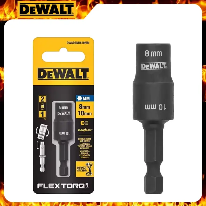 DEWALT DWADEND810MM FLEXTORQ 2in 1 8/10 MM douille Double extrémité écrou pilote Extension courte perceuse à percussion accessoires d'outils électriques