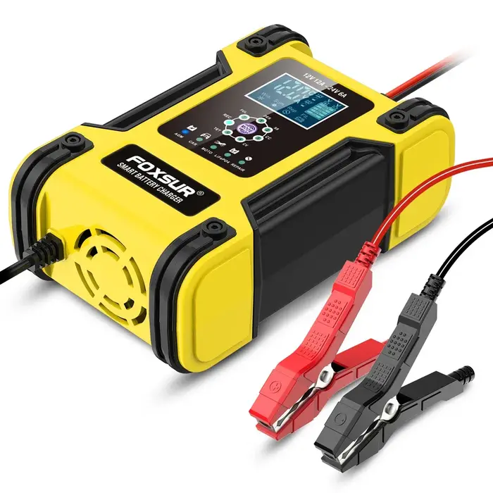 Chargeur de batterie de voiture entièrement automatique Foxsur 12V 12A avec affichage numérique