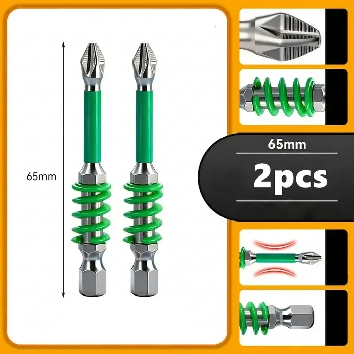2 embouts de tournevis à ressort magnétiques PH2 antidérapants 65/70/90/150mm