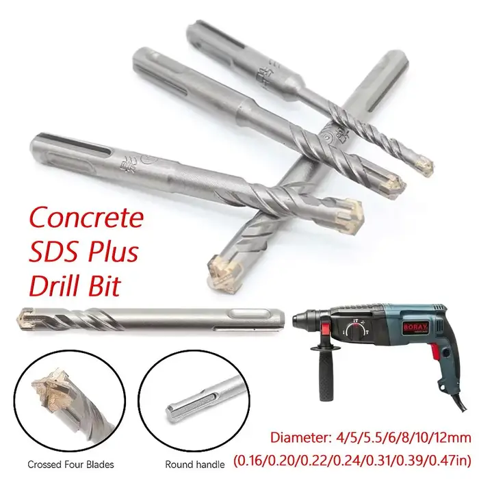 Nouveau 1 pièce Foret à béton SDS Plus à pointes croisées 4/5/5.5/6/8/10/12mm