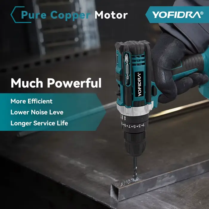 YOFIDRA 25 + 3 couple perceuse à percussion électrique 60N.M tournevis sans fil perçage ensemble d'outils domestiques pour Makita 18V batterie broche