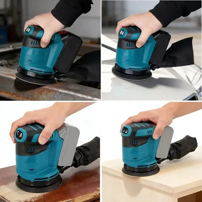 Ponceuse orbitale aléatoire sans fil portable compatible avec les batteries Makita/Milwaukee 18V