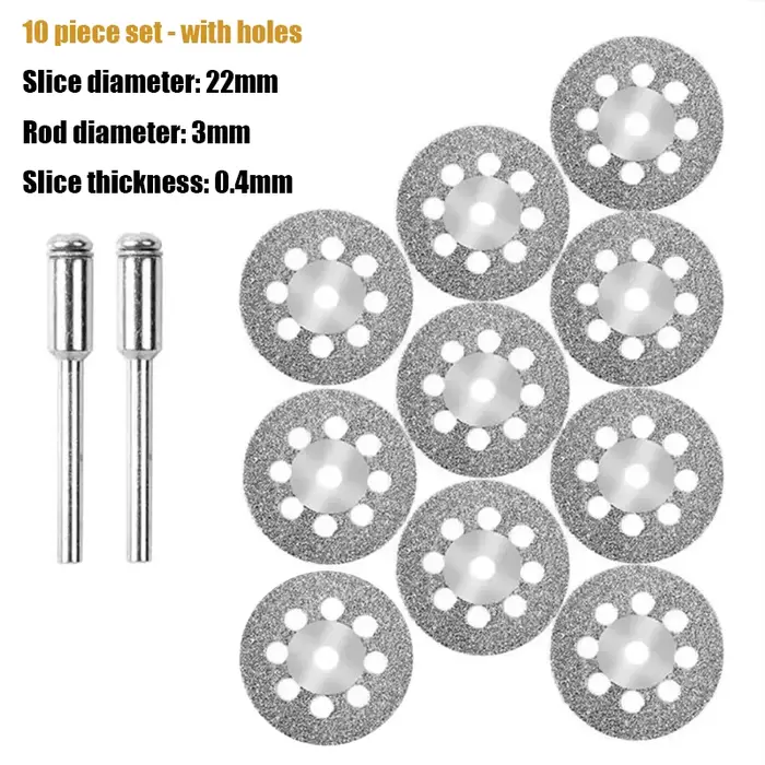 Disque de coupe diamant 22mm, mandrin de meule de 3mm pour outil rotatif de coupe du métal, pièces d