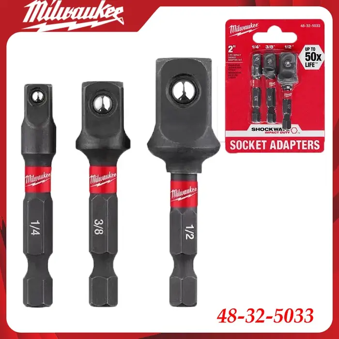 Milwaukee 48-32-5033 SHOCKWAVE Ensemble d'adaptateurs de douilles à tige hexagonale 3 pièces en acier allié durable