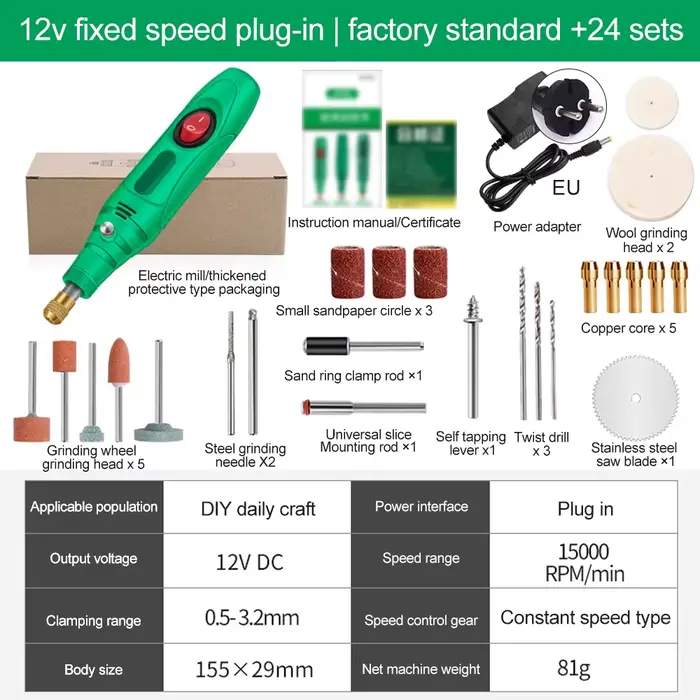 Machine à polir électrique 12V 18000 tr/min, graveur DIY, stylo de gravure, micro-outils rotatifs, p