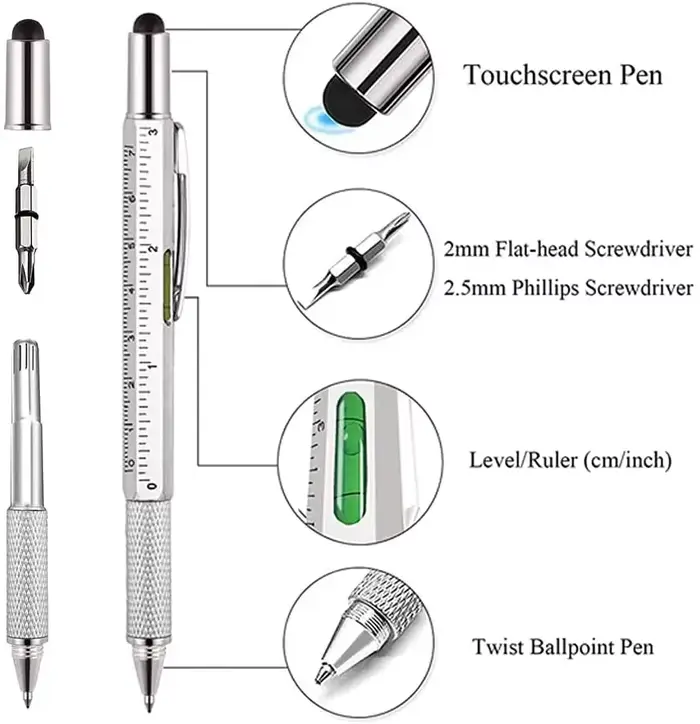 Stylet capacitif multifonctionnel 7 en 1 pour écran tactile