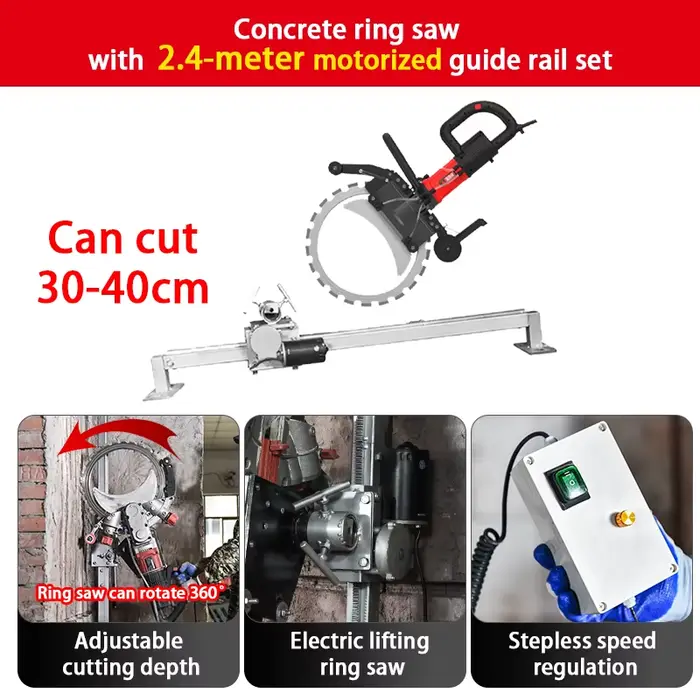 Scie à anneau pour béton 220V-240V avec rail de 2