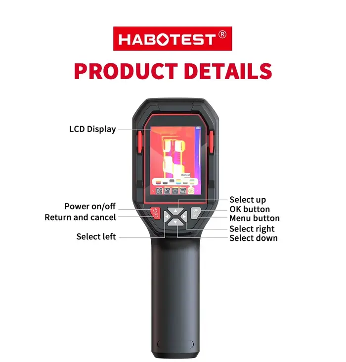 Caméra thermique rechargeable HABOTEST HT821A -20 ℃ ~550 ℃ Imagerie thermique portative étanche, a