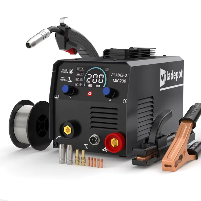 Viladepot 3 en 1 sans gaz soudeuse MIG MIG/MMA/ascenseur TIG MIG200 Machine à souder semi-automatiqu