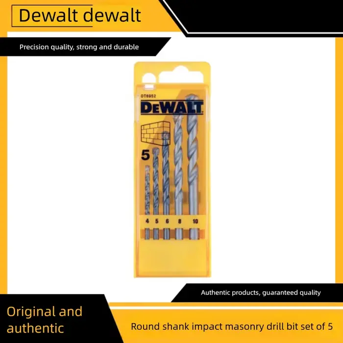 Jeu de forets à percussion à tige ronde DeWalt, pour carrelage, mur en ciment et maçonnerie, DT6952