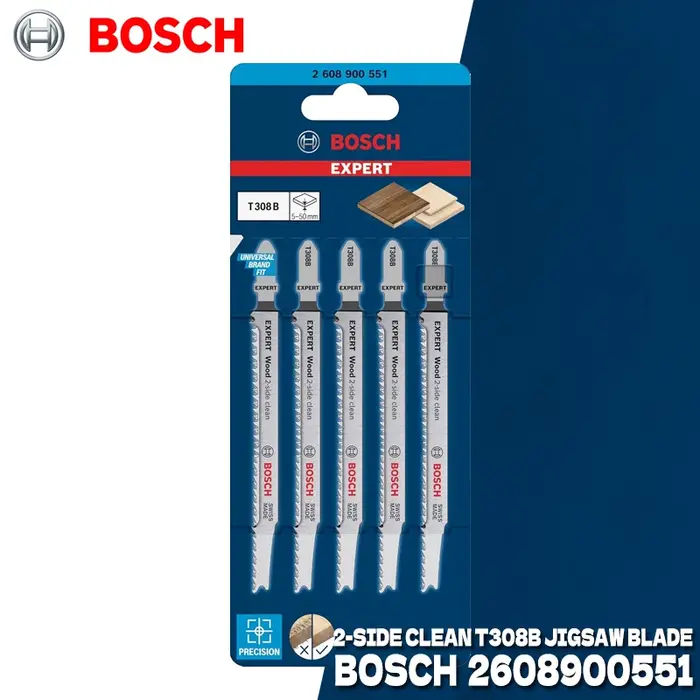 BOSCH 2608900551 5 pièces EXPERT bois 2 côtés propre T308B 117MM lame de scie sauteuse pour planche