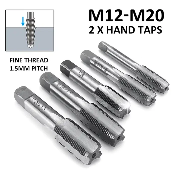 1 paire M12/M14/M16 18MM M20 filetage métrique taraud 1.5mm pas HSS outils manuels droitier pour acc