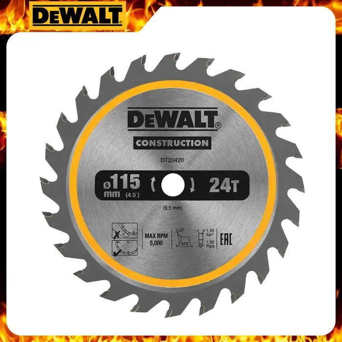 DEWALT DT20420 lame de scie circulaire sans fil encadrement 115mm x 9.5mm 24T menuiserie professionnel coupe tranchante accessoires d'outils électriques