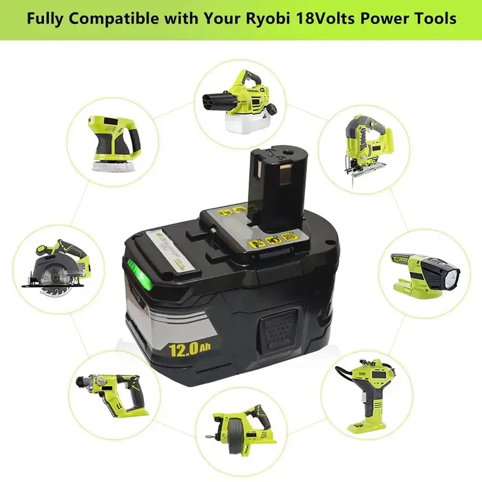 Nouvelle batterie haute performance RYOBI 18V 12.0Ah-15C l-ion adaptée à tous les outils électriques de la série P108 RB18L50