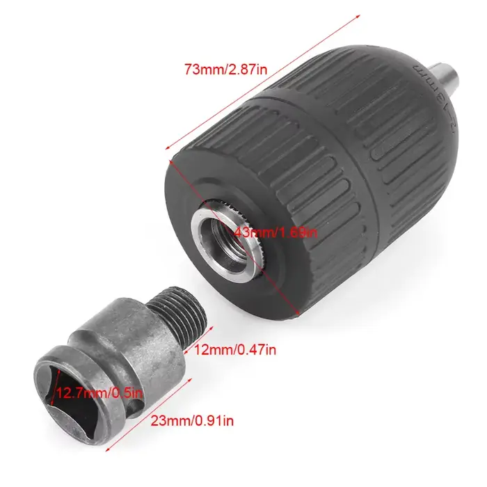 Mandrin de perceuse sans clé 2-13mm 1/2 "-20UNF avec adaptateur