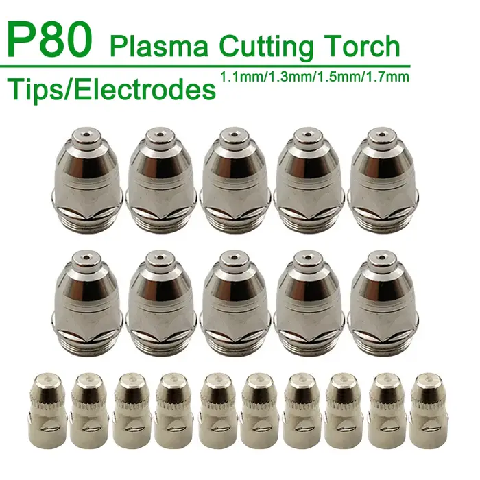 Buse d'électrode de pointe de torche à plasma CNC, coupe consommable, qualité supérieure, P80, 60A, 