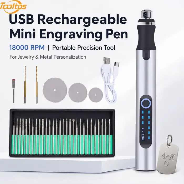 Stylo de gravure miniature rechargeable USB TOOLTOS 18000 tr/min