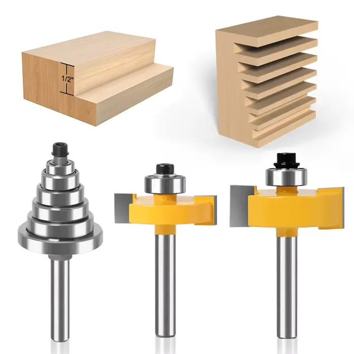 Mèche de routeur à tige de 6, 8, 12mm avec jeu de 6 roulements-1/2 "H - 1/4" coupe-bois à tige coupe