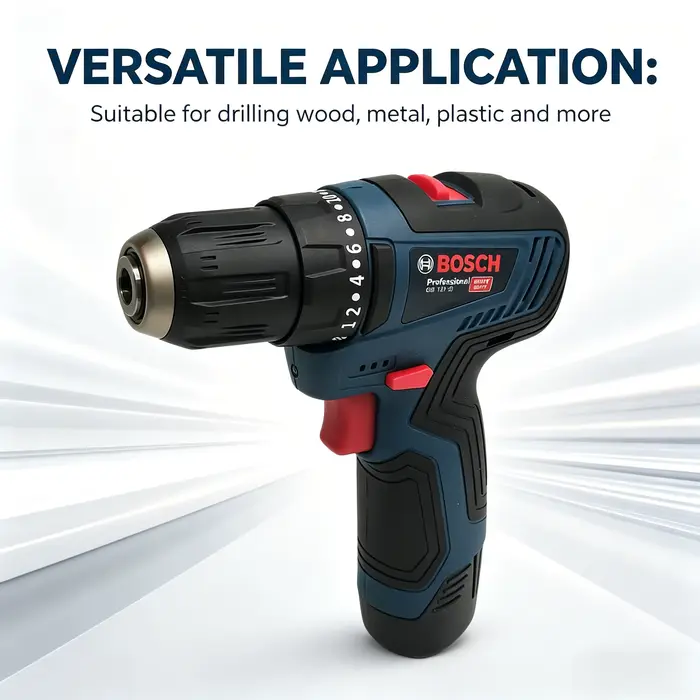 Perceuse électrique rechargeable Bosch 12V, poignée ergonomique, tournevis électrique, perçage précis pour atelier, projets de réparation quotidiens