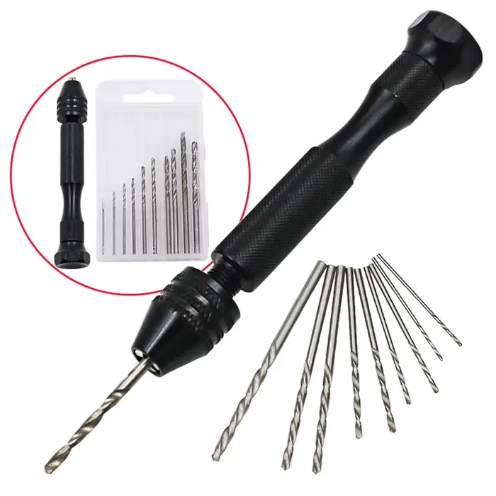 ESPLB foret à main avec 10 pièces/20 pièces forets hélicoïdaux outils rotatifs Mini Micro alliage d'aluminium