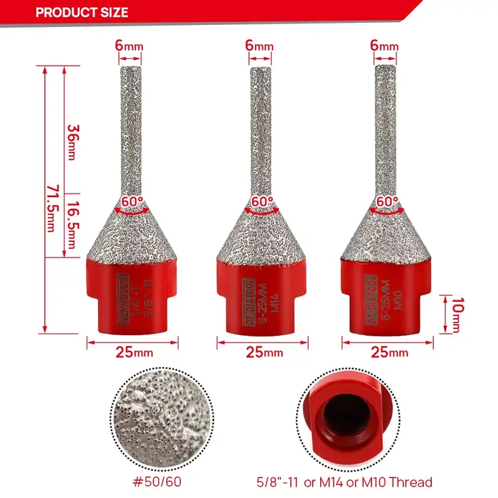 Foret de fraisage en diamant, scie cloche, chanfrein, coupe-doigt pour carrelage, porcelaine, granit
