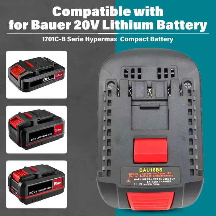 Adaptateur de batterie BAU18BS pour batteries Li-ion Bauer 20V