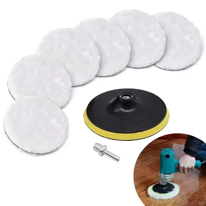 Tampon de polissage en laine de 125mm, paquet de 8 tampons de polissage de voiture pour perceuse, ta