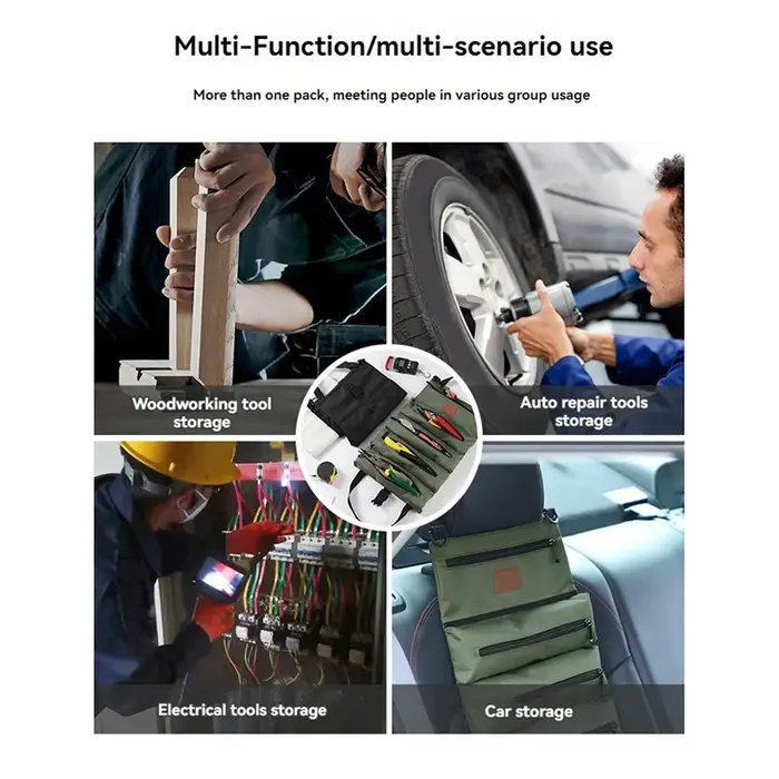 Rouleau d'outils, rouleau de clé de sac à outils enroulable polyvalent