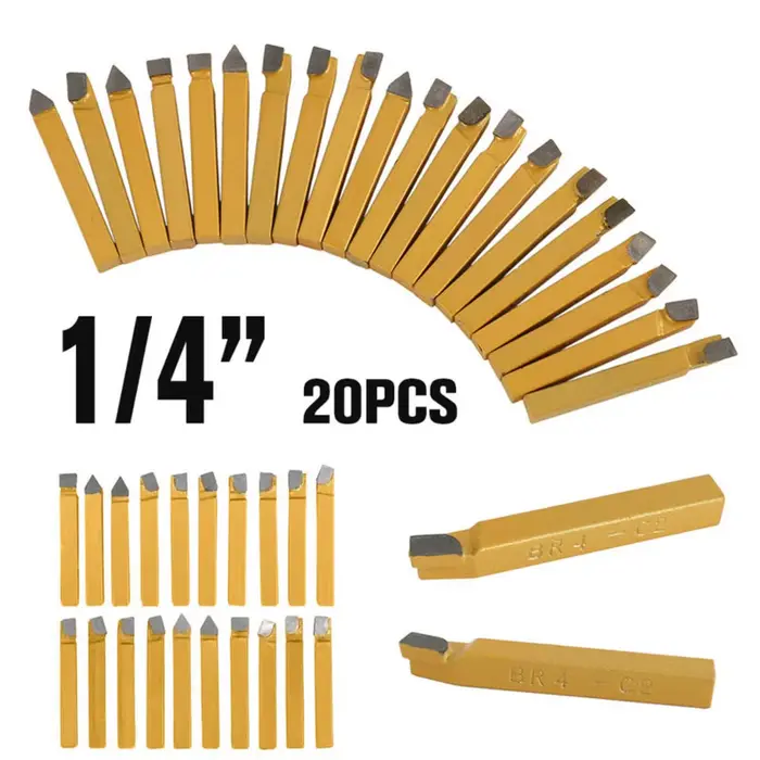 Ensemble d'outils de tour à métaux fiable, 14 comprenant 20 outils de coupe à pointe en carbure pour