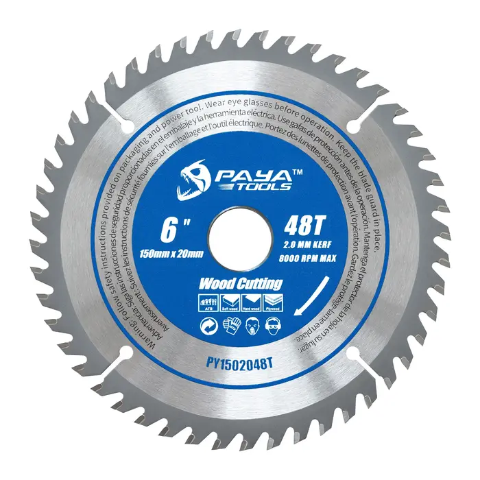 Lame de scie circulaire TCT PAYA pour le travail du bois, 150 mm, 48 dents, disque de coupe de 6 pouces avec mandrin de 20 mm pour la coupe du bois tendre, du bois dur et du contreplaqué