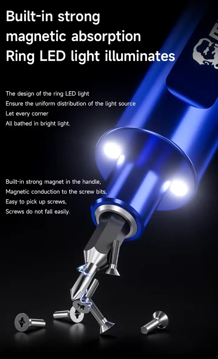 Mécanicien ES360 36-en-1 ensemble d'outils tournevis électrique avec lumière LED embouts magnétiques