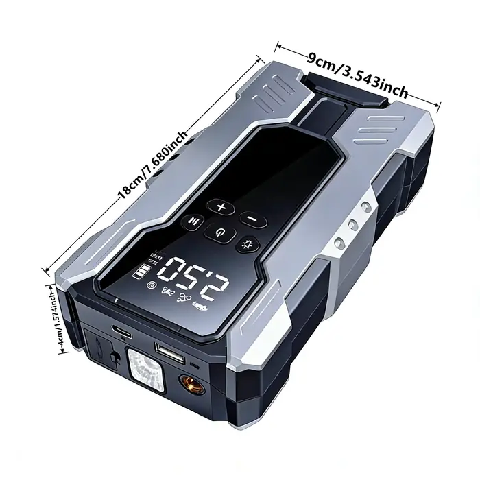 Démarreur de batterie de voiture portable multifonctionnel 7-en-1 avec pompe à air