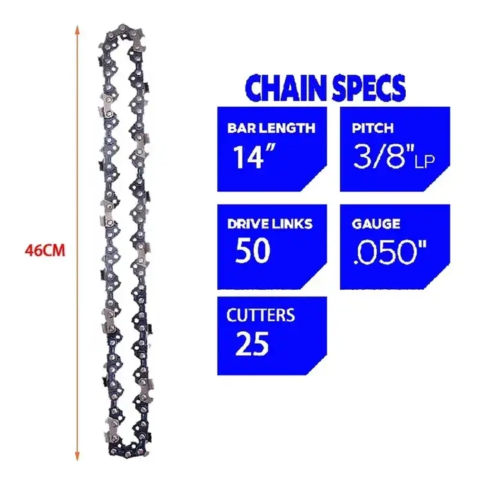 Chaîne de tronçonneuse 3/8 "LP 40/45/50/52/55//56/59 maillons d'entraînement.050" jauge 10/12/14/16 pouces accessoire de scie électrique tronçonneuse de remplacement