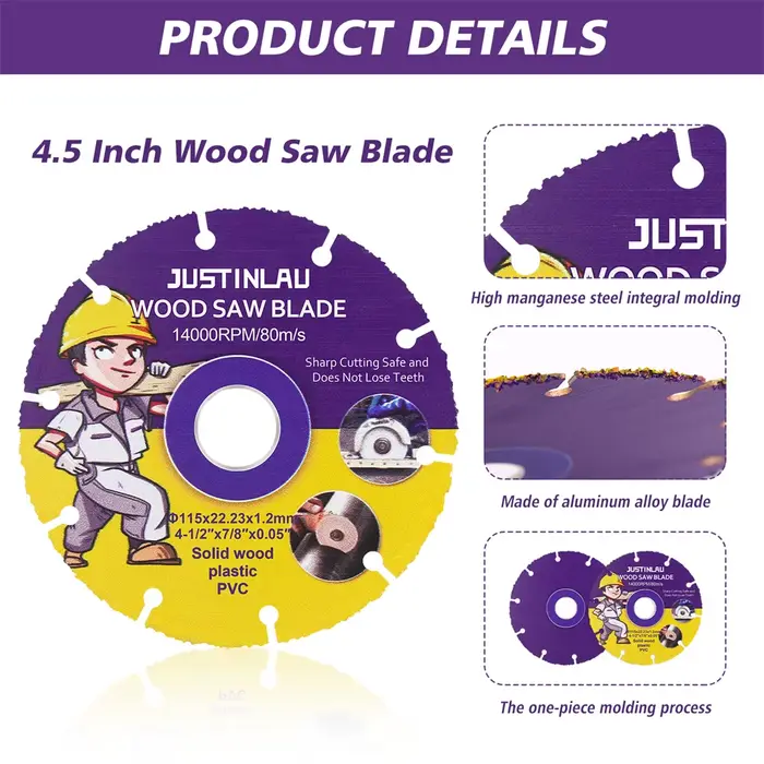 JUSTINLAU 115mm/125mm lame de scie circulaire disques de roue pour la coupe du bois disque