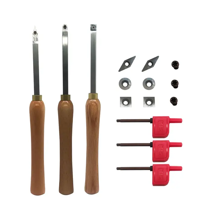Outils de tour en carbure de tournage du bois, ensemble d'outils de tournage du bois de 3 outils de 