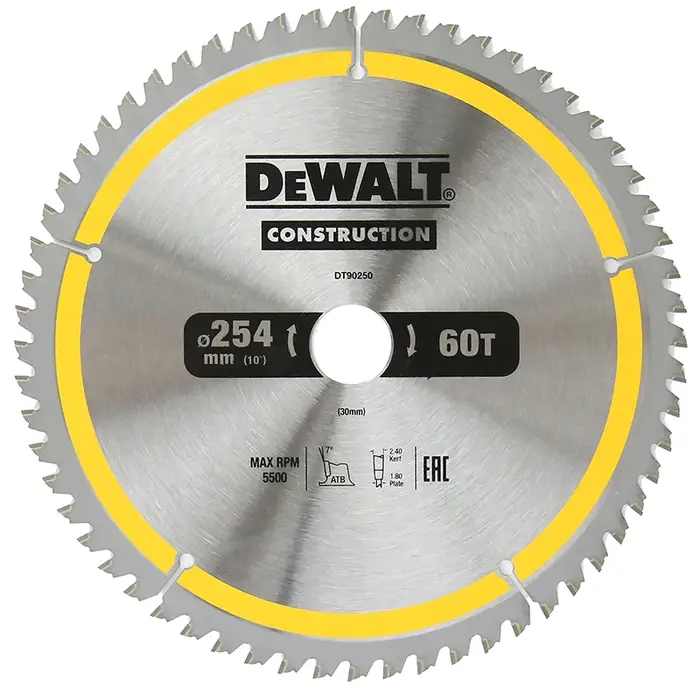 DEWALT DT1953 DT90250 lame de scie circulaire/diagonale 216x30x40T 254x30x60T menuiserie disque de travail du bois accessoires d'outils