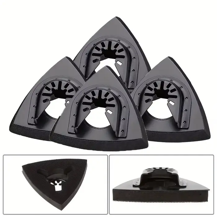 2/4 pièces Patins de ponçage triangulaires à fixation rapide pour outil oscillant
