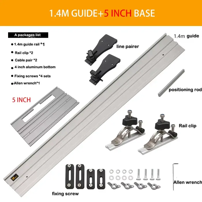 Rail de guidage de scie circulaire de 2.8 mètres, avec Base de scie réglable, coupe à ligne droite,
