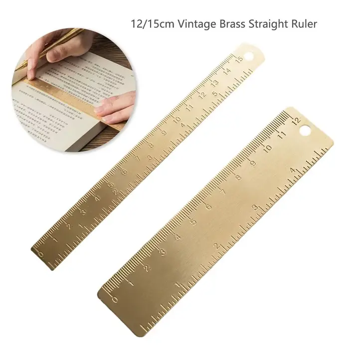 Règle droite multifonction en laiton 12/15 cm