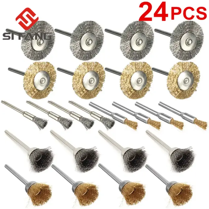 Brosse à roue métallique en acier inoxydable, outil rotatif dremel pour mini perceuse, polissage dre