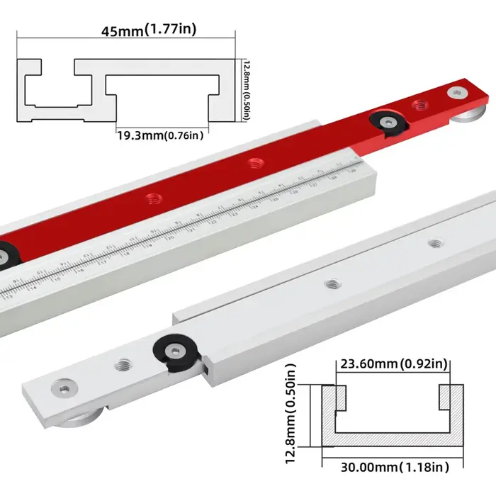Outils de menuiserie : Barre de glissière en T pour jauge d'angle