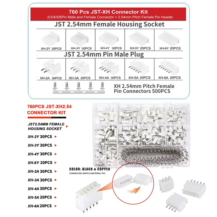 SN-01BM Kit d'outils de sertissage pince à sertir à cliquet avec 1550 connecteurs Dupont 2.54mm et 7