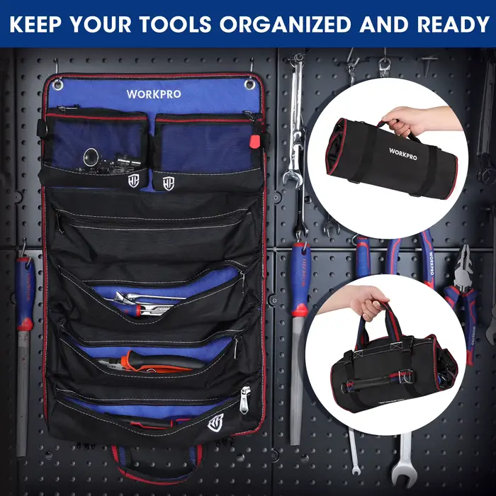 WORKPRO – sac à outils enroulable avec 6 poches
