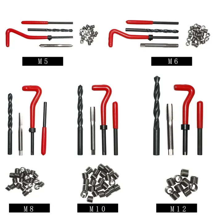 Kit d'outils de réparation de filetages 131 pièces M5 M6 M8 M10 M12, outils d'installation de insert