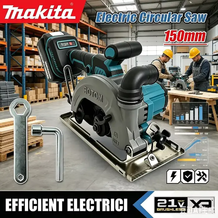 Scie circulaire sans fil Makita 150 mm, lame sans balais, scie électrique portable, coupe bois et métal, pour la construction et la maison, batterie 18 V